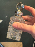 Art Deco Cut Glass Perfume Bottle with Silver Mount – 1930s Vintage