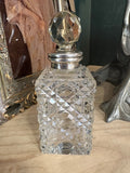 Art Deco Cut Glass Perfume Bottle with Silver Mount – 1930s Vintage