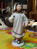 Lomonosov “Northern Girl with Flower” (Yakut Girl) Porcelain Figurine – Made in Russia, 20 cm