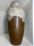 Vintage West German brown and white lava pottery vase