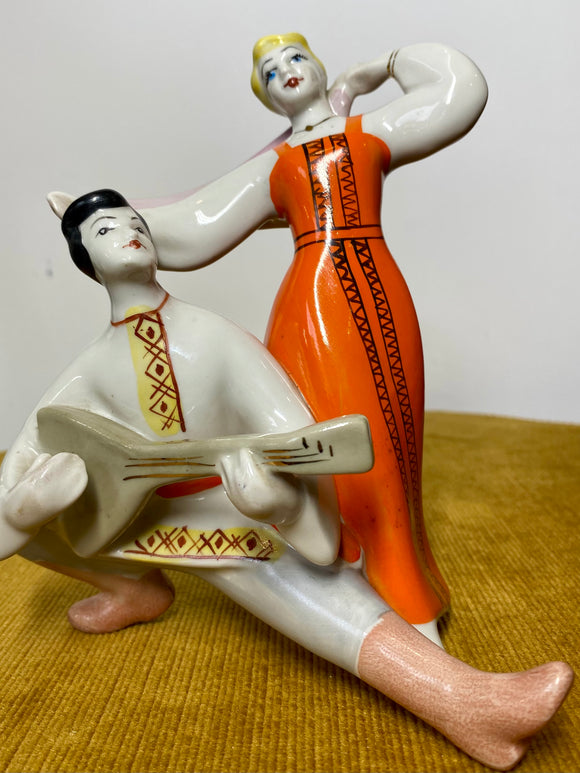 1970s Polinsky Art Ceramics Porcelain Figurine – Cossack Dancers & Balalaika