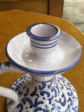 Pair of Vintage Italian Ceramic Chamberstick Candle Holders – Hand Painted