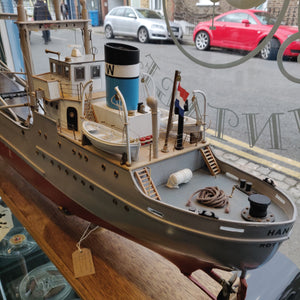 ‘Hannah’ – Large Pond Yacht Model of a Dutch Motor Coaster – Handmade by Mike Alsop