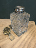 Art Deco Cut Glass Perfume Bottle with Silver Mount – 1930s Vintage
