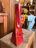 1970s West German Fat Lava Twisted Ceramic Vase | Rare Chunky Red Glaze, VGC