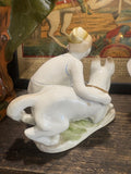 1950s Russian Porcelain Figurine – Young Soviet Border Guard with Dog – Lomonosov Factory – 13cm