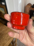 Vintage 1970s West German Pottery Breakfast Set – Butter Dish, Jam Pot, Salt & Pepper Shakers, 6 Egg Cups – Retro Red Glaze