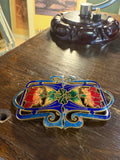 Art Nouveau Enamel & Brass Nurse Buckle – Victorian Two-Part Buckle