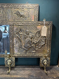 1920s Brass Repoussé Coat and Hat Rack with Bevelled Mirror