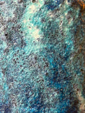 Textured volcanic glaze detail on vintage mid-century West German vase