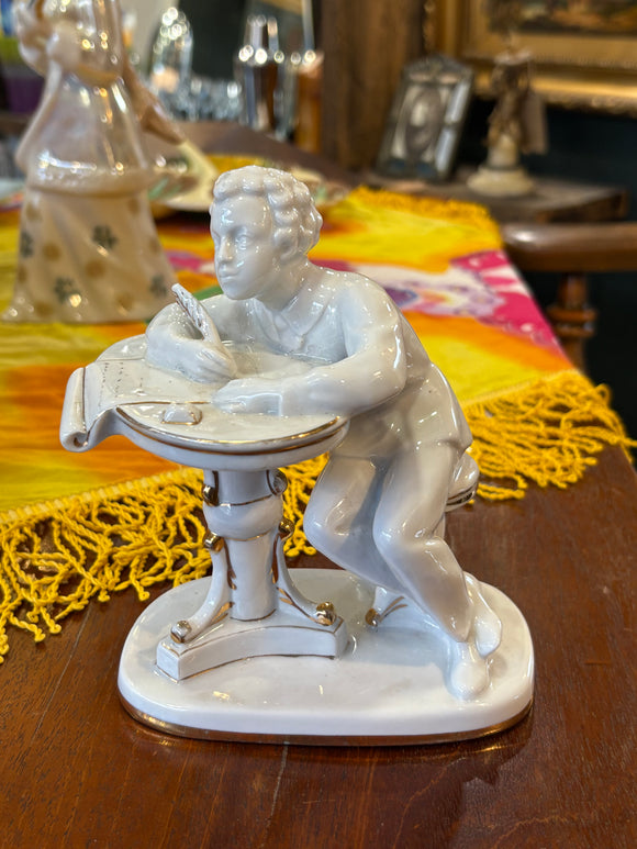 Vintage Lomonosov Porcelain Figurine – Pushkin at His Writing Desk