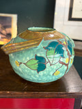 Side view of Art Deco Czech pottery vase showing applied handles