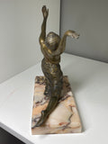 1920s Art Deco Exotic Dancer – Gilt Spelter Figure on Marble Base