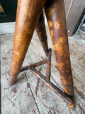 Antique Bamboo Occasional Table | Scorched Tortoiseshell Finish, Woven Rattan Top, Victorian/Edwardian