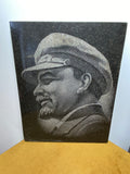 Marble tile with etched Lenin portrait