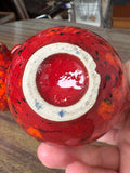 Pair of Small West German Pottery Vases – Mid-Century Red, Orange & Black Glaze (7.5cm)