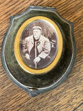 Antique Shield-Shaped Photograph Case with Portrait – Late Victorian / Edwardian, c.1880–1910