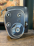 Side view of Soviet Quarz cine camara showing dials and winding handles
