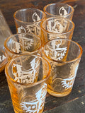 Festival of Britain 1951 Souvenir Rose Glass Decanter & Shot Glasses