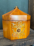 Hand-painted vintage tea caddy with faux wood finish