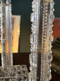 Pair of Late Victorian Pressed Glass Candlesticks with Square Bases