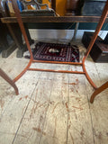 Edwardian Mahogany Bijouterie Display Table – Velvet-Lined Jewellery Cabinet with Bevelled Glass Top