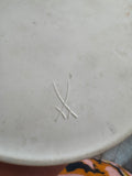 Dresden crossed swords mark on back of Karl Marx porcelain medallion