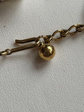Florenza Signed Vintage Necklace, 1950s Gold Tone, Peridot Green Rhinestones & Faux Seed Pearls — As Found