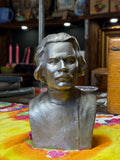 Aluminium bust of Maxim Gorky, 1981 – Soviet-era sculpture from Leningrad, vintage Russian metal art