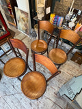 Set of 4 Antique Fischel Bentwood Bistro Chairs, Early 20th Century, Czech — Art Nouveau Cafe Dining Chairs