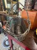 Wine basket viewed from above, showing woven interior and base