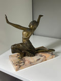 Art Deco spelter dancer on marble base