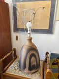 Large 1970s Iden Pottery Rye Table Lamp with Original Woven Shade
