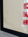 Close-up of the lower-left corner of the poster inside the black frame, showing the original Cyrillic printer's imprint: "Лениздат. Т. В. Тираж 85 000 экз. М-17848. 1969 г. Заказ № 5942. Цена 10 коп." (Lenizdat publisher, print run of 85,000 copies, 1969, Order No. 5942, price 10 kopeks). Light age-related toning visible on the paper.