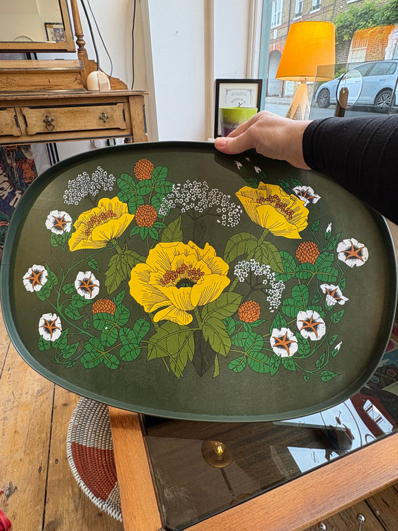 Retro floral serving tray with bold poppy pattern, 1970s Marks & Spencer