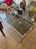 Vintage chrome frame coffee table with smoked glass top