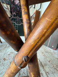 Antique Bamboo Occasional Table | Scorched Tortoiseshell Finish, Woven Rattan Top, Victorian/Edwardian