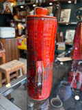 Mid-Century Studio Pottery Jug with Lid | Red Drip Glaze Ceramic