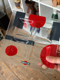 Vintage 1980s Martini Apero Tray, French Frosted Glass Nibbles Dish, Retro Barware Serving Tray