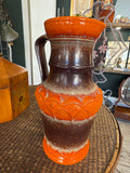 Vintage West German Fat Lava Jug — Ü-Keramik (Übelacker), Orange & Brown, Form 1815-25