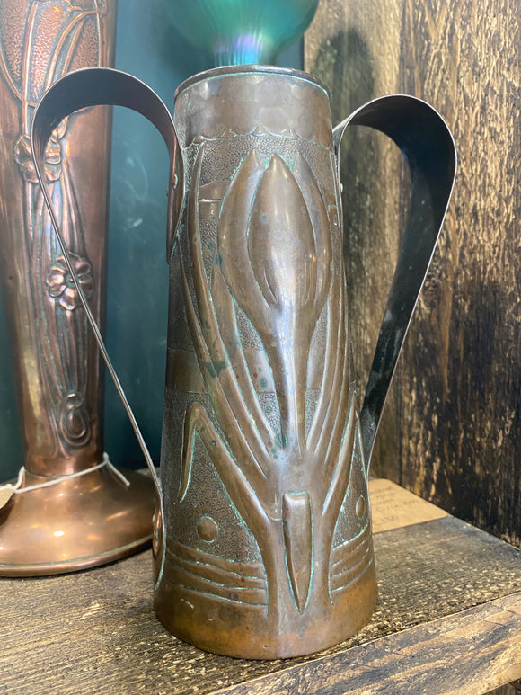 Antique Newlyn Arts & Crafts Copper Vase – Stylised Tulip, Circa 1905