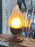 Vintage Art Deco Flame Glass Shade Lamp – Rewired & Ready to Use