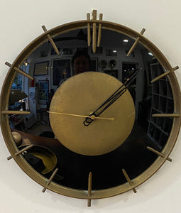 Mid century brass and glass wall clock