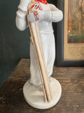 1950s Lomonosov Porcelain Figurine – Girl Skier by Elizabeth N. Lupanova – 21cm High