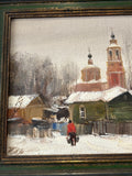 Russian Impressionist Oil on Canvas – Signed, Mid 20th Century