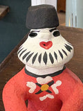Vintage Russian Kargopol Folk Art Clay Toy Figurine – Red Jacket Horseman, Hand Painted
