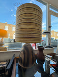 Large 1970s Iden Pottery Rye Table Lamp with Original Woven Shade