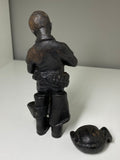 Mid-Century Soviet Military-Style Boy Statue – Spelter Figurine with ‘KICA’ Mark