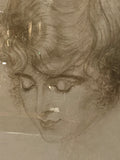 Beautiful 19th Century Framed Original Drawing of a Young Woman – Signed & Titled