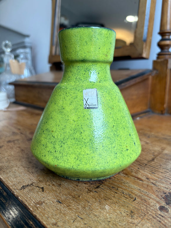 Dumler & Breiden lime green UFO form vase West German pottery